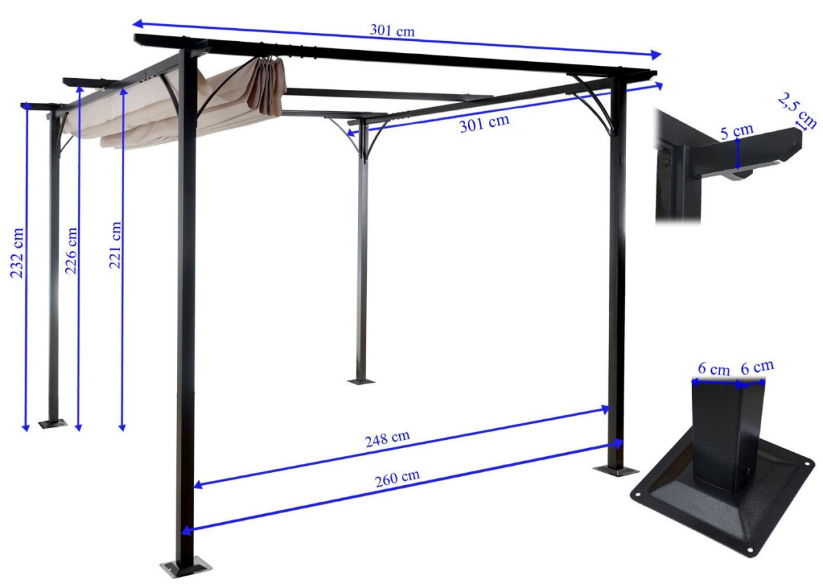Pawilon ogrodowy 3 x 3 pergola dach ruchomy Pawilon ogrodowy 3 x 3 pergola dach ruchomy