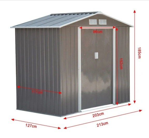 Domek ogrodowy szopa metalowa 213 x 127 x 185 cm Domek ogrodowy szopa metalowa 213 x 127 x 185 cm