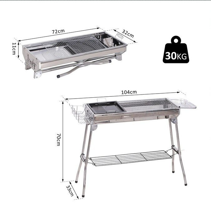 Grill węglowy piknikowy nierdzewka Grill węglowy piknikowy nierdzewka
