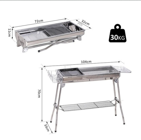 Grill węglowy piknikowy nierdzewka Grill węglowy piknikowy nierdzewka