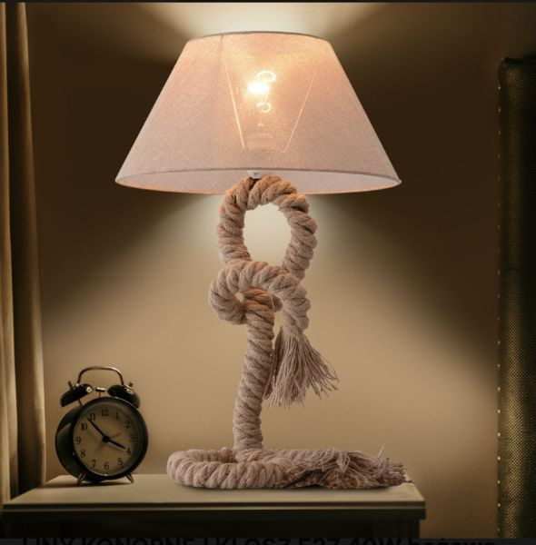LAMPKA STOŁOWA LAMPA Z LINY KONOPNEJ KLOSZ LAMPKA STOŁOWA LAMPA Z LINY KONOPNEJ KLOSZ