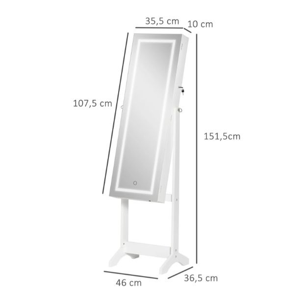 Toaletka lustro ze schowkiem LED