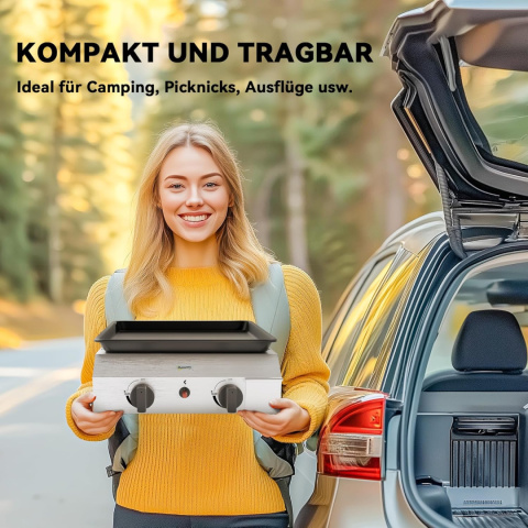 Grill gazowy 2 palniki przenośny otwarty 2,4 KW