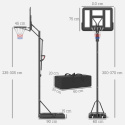 Stojak do Koszykówki Regulowana Wysokość Kosza 235-305 cm