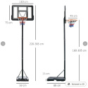 Stojak do koszykówki kosz do koszykówki stojak na 2 kółkach regulowany 291-370 cm